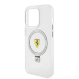 Apple iPhone 15 Pro Kılıf Ferrari M-safe Şarj Özellikli Standlı Buzlu Yüzey Dizayn Kapak
