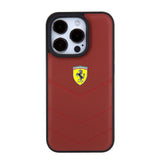 Apple iPhone 15 Pro Kılıf Ferrari Orjinal Lisanslı Deri Dikişli Arka Yüzey Metal Logo Tasarımlı Kapak