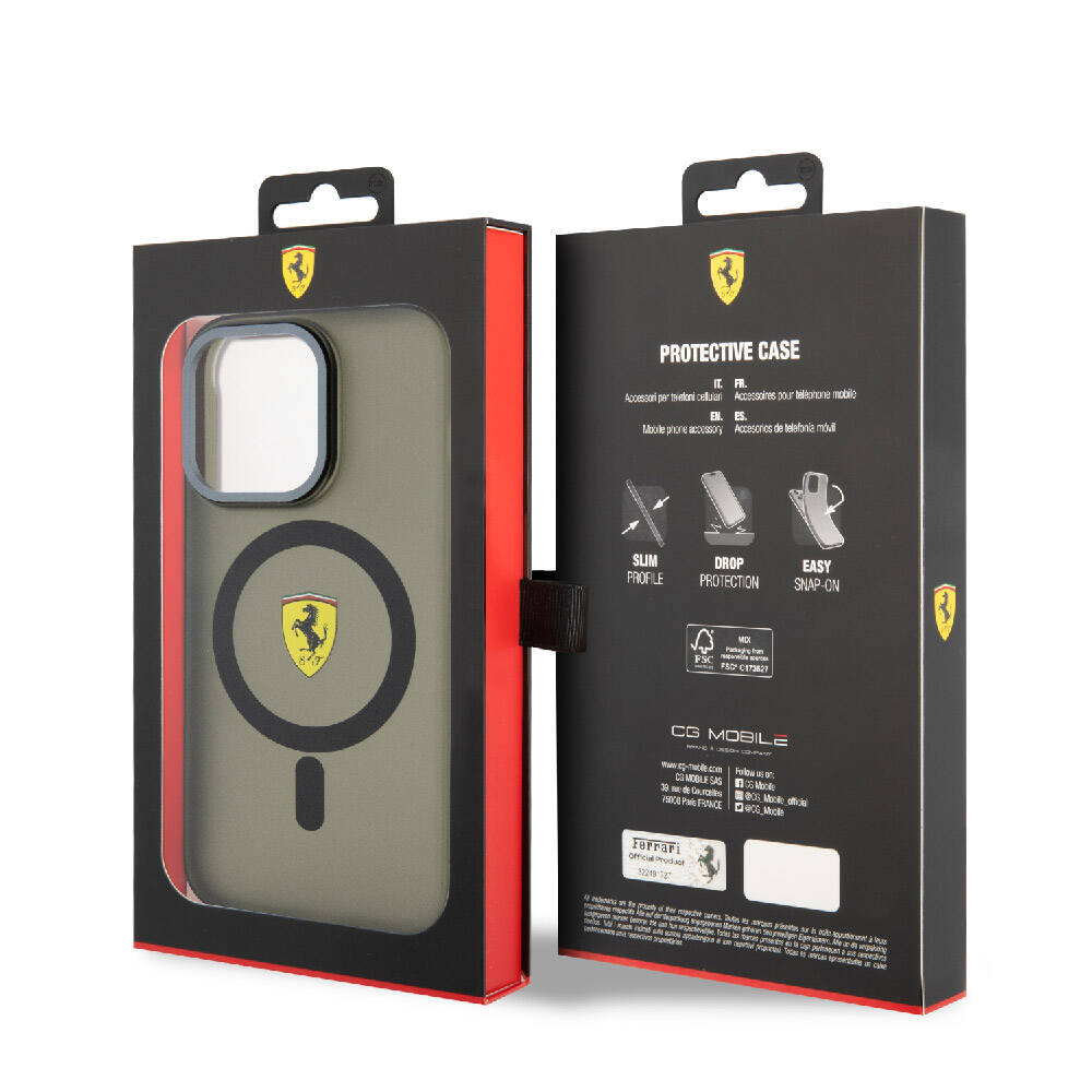 Apple iPhone 15 Pro Kılıf Ferrari Orjinal Lisanslı M-safe Şarj Özellikli Kontrast Bumper Kapak