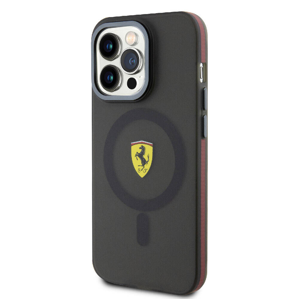 Apple iPhone 15 Pro Kılıf Ferrari Orjinal Lisanslı M-safe Şarj Özellikli Kontrast Bumper Kapak