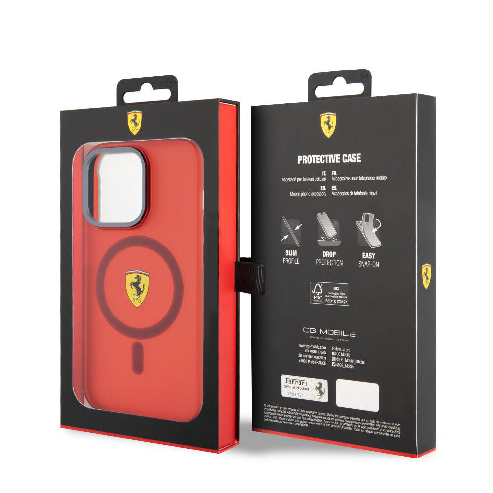 Apple iPhone 15 Pro Kılıf Ferrari Orjinal Lisanslı M-safe Şarj Özellikli Kontrast Bumper Kapak