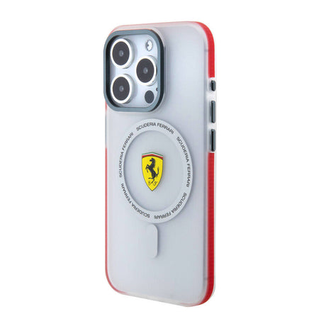 Apple iPhone 15 Pro Kılıf Ferrari Orjinal Lisanslı M-safe Şarj Özellikli Kontrast Bumper SF Ring Kapak