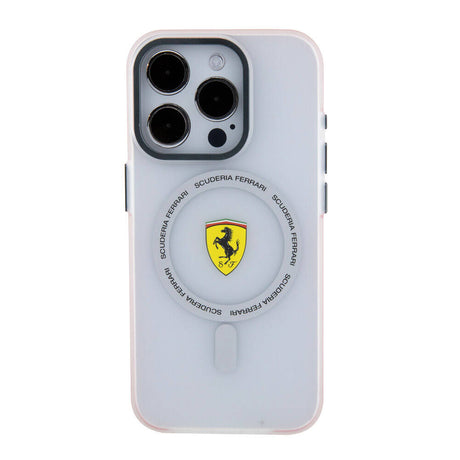 Apple iPhone 15 Pro Kılıf Ferrari Orjinal Lisanslı M-safe Şarj Özellikli Kontrast Bumper SF Ring Kapak