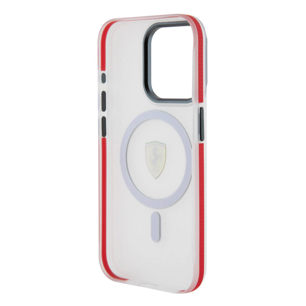 Apple iPhone 15 Pro Kılıf Ferrari Orjinal Lisanslı M-safe Şarj Özellikli Kontrast Bumper SF Ring Kapak