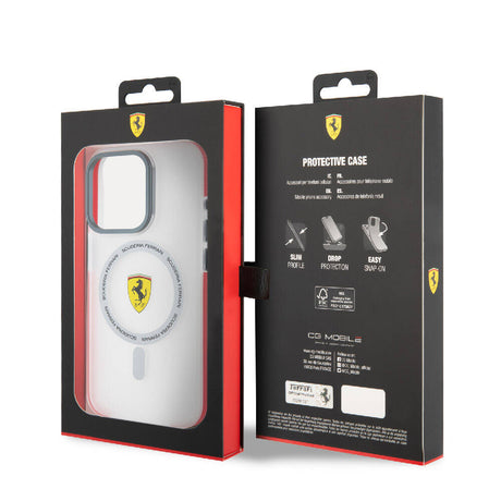 Apple iPhone 15 Pro Kılıf Ferrari Orjinal Lisanslı M-safe Şarj Özellikli Kontrast Bumper SF Ring Kapak