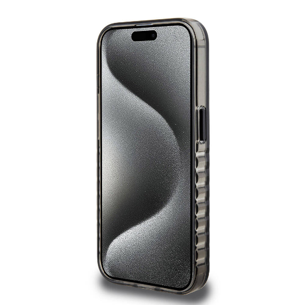 Apple iPhone 15 Pro Kılıf Ferrari Orjinal Lisanslı M-safe Şarj Özellikli Tırtıklı Kenar Tasarımlı Ortalanmış Logo Kapak