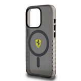 Apple iPhone 15 Pro Kılıf Ferrari Orjinal Lisanslı M-safe Şarj Özellikli Tırtıklı Kenar Tasarımlı Ortalanmış Logo Kapak