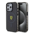 Apple iPhone 15 Pro Kılıf Ferrari Orjinal Lisanslı M-safe Şarj Özellikli Tırtıklı Kenar Tasarımlı Ortalanmış Logo Kapak