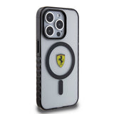 Apple iPhone 15 Pro Kılıf Ferrari Orjinal Lisanslı M-safe Şarj Özellikli Tırtıklı Kenar Tasarımlı Ortalanmış Logo Kapak