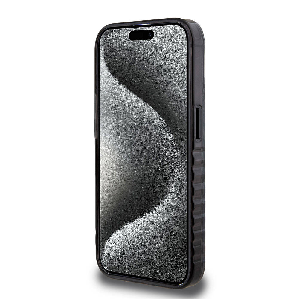 Apple iPhone 15 Pro Kılıf Ferrari Orjinal Lisanslı M-safe Şarj Özellikli Tırtıklı Kenar Tasarımlı Ortalanmış Logo Kapak