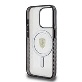 Apple iPhone 15 Pro Kılıf Ferrari Orjinal Lisanslı M-safe Şarj Özellikli Tırtıklı Kenar Tasarımlı Ortalanmış Logo Kapak