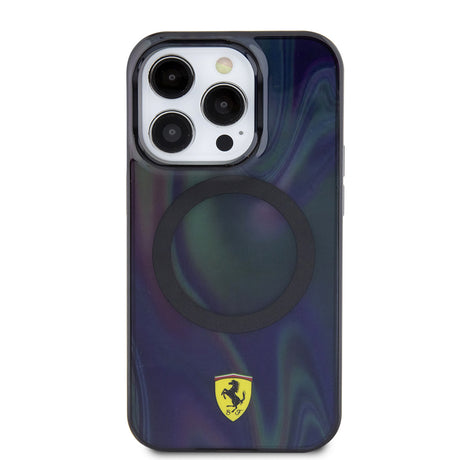 Apple iPhone 15 Pro Kılıf Ferrari Orjinal Lisanslı M-safe Şarj Özellikli Transparan Renk Geçişli Iridescent Kapak