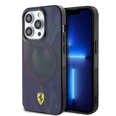 Apple iPhone 15 Pro Kılıf Ferrari Orjinal Lisanslı M-safe Şarj Özellikli Transparan Renk Geçişli Iridescent Kapak