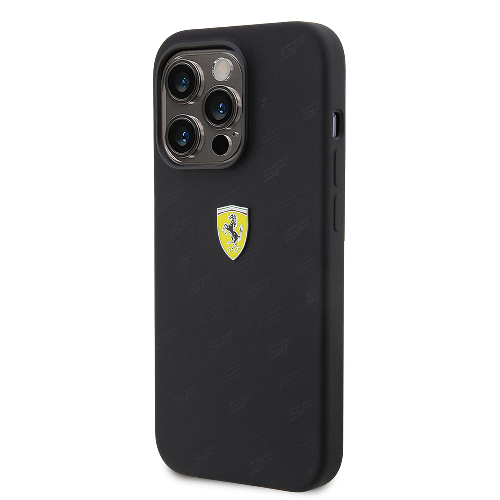 Apple iPhone 15 Pro Kılıf Ferrari Orjinal Lisanslı Metal Logolu SF Yazılı Kapak