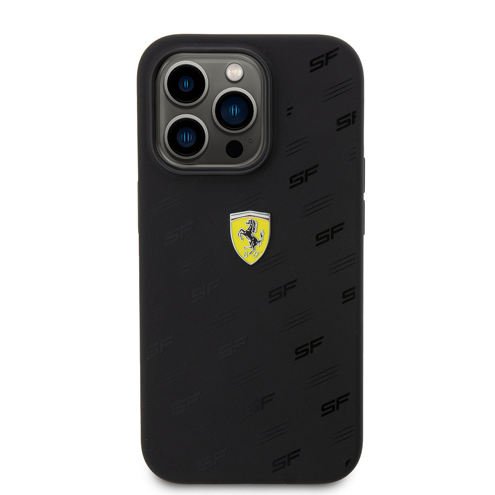Apple iPhone 15 Pro Kılıf Ferrari Orjinal Lisanslı Metal Logolu SF Yazılı Kapak