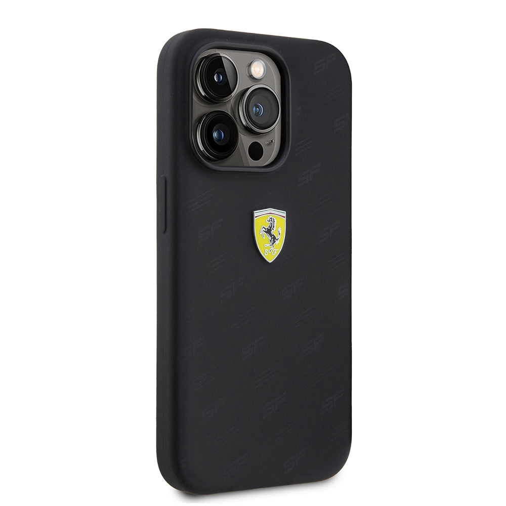 Apple iPhone 15 Pro Kılıf Ferrari Orjinal Lisanslı Metal Logolu SF Yazılı Kapak