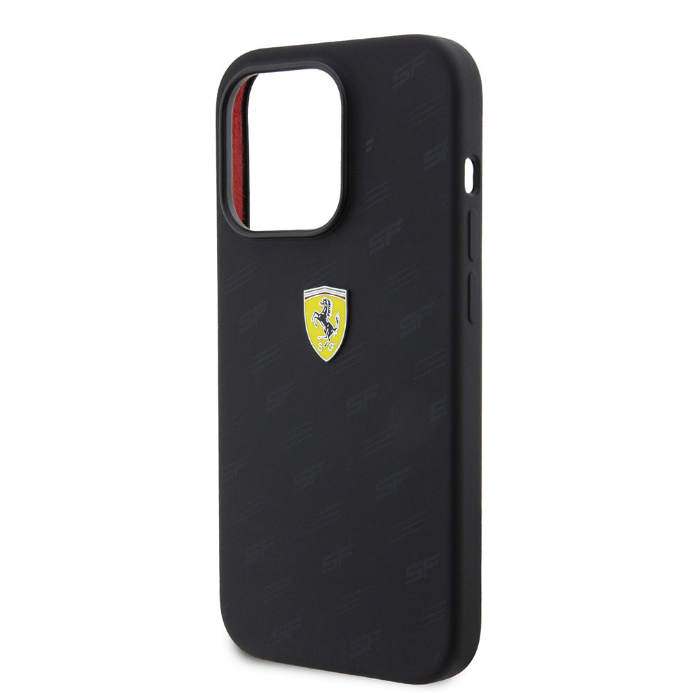 Apple iPhone 15 Pro Kılıf Ferrari Orjinal Lisanslı Metal Logolu SF Yazılı Kapak