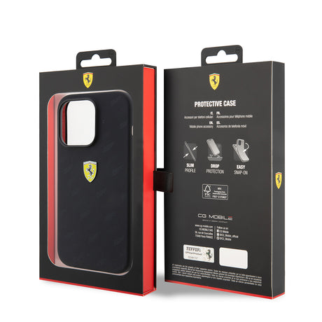 Apple iPhone 15 Pro Kılıf Ferrari Orjinal Lisanslı Metal Logolu SF Yazılı Kapak