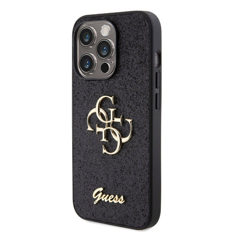 Apple iPhone 15 Pro Kılıf Guess Orjinal Lisanslı 4G Büyük Metal Logolu Glitter Kapak