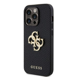 Apple iPhone 15 Pro Kılıf Guess Orjinal Lisanslı Delikli Yazı ve 4G Glitter Büyük Metal Logolu Kapak