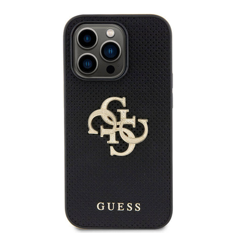 Apple iPhone 15 Pro Kılıf Guess Orjinal Lisanslı Delikli Yazı ve 4G Glitter Büyük Metal Logolu Kapak