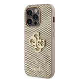 Apple iPhone 15 Pro Kılıf Guess Orjinal Lisanslı Delikli Yazı ve 4G Glitter Büyük Metal Logolu Kapak
