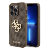 Apple iPhone 15 Pro Kılıf Guess Orjinal Lisanslı Delikli Yazı ve 4G Glitter Büyük Metal Logolu Kapak