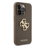 Apple iPhone 15 Pro Kılıf Guess Orjinal Lisanslı Delikli Yazı ve 4G Glitter Büyük Metal Logolu Kapak