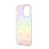 Apple iPhone 15 Pro Kılıf Guess Orjinal Lisanslı Desenli Yazı Logolu Askı İpli Holografik Glitter Peony Kapak