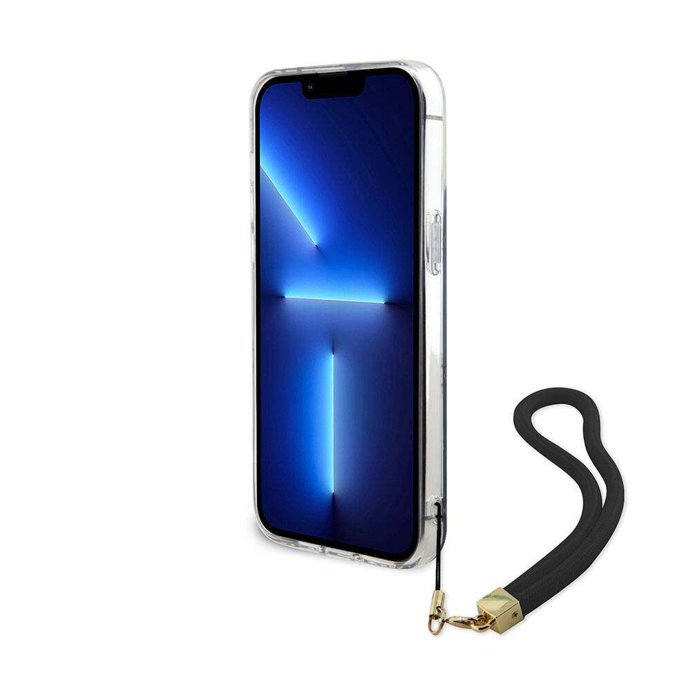Apple iPhone 15 Pro Kılıf Guess Orjinal Lisanslı Desenli Yazı Logolu Askı İpli Holografik Glitter Peony Kapak