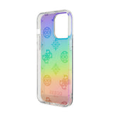 Apple iPhone 15 Pro Kılıf Guess Orjinal Lisanslı Desenli Yazı Logolu Askı İpli Holografik Glitter Peony Kapak