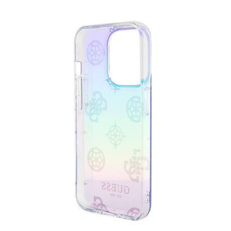 Apple iPhone 15 Pro Kılıf Guess Orjinal Lisanslı Desenli Yazı Logolu Askı İpli Holografik Glitter Peony Kapak