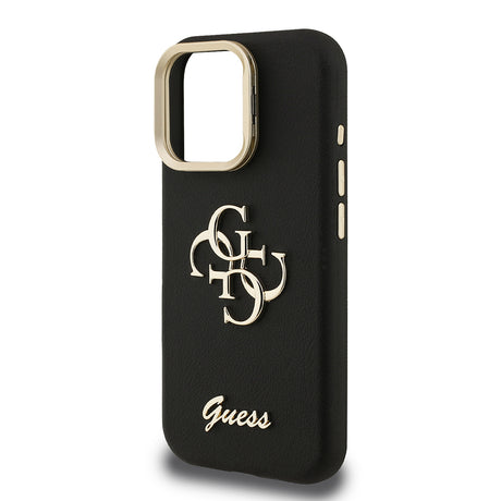 Apple iPhone 15 Pro Kılıf Guess Orjinal Lisanslı Grained Yazı Logolu Kamera Standlı Kapak