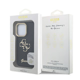 Apple iPhone 15 Pro Kılıf Guess Orjinal Lisanslı Grained Yazı Logolu Kamera Standlı Kapak