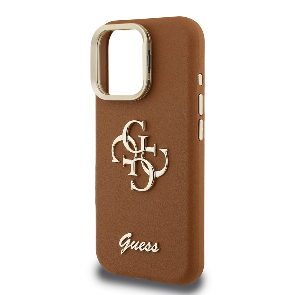 Apple iPhone 15 Pro Kılıf Guess Orjinal Lisanslı Grained Yazı Logolu Kamera Standlı Kapak