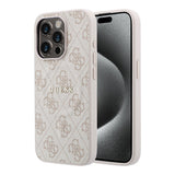 Apple iPhone 15 Pro Kılıf Guess Orjinal Lisanslı M-safe Kabartmalı 4G Desenli Yazı Logolu Kapak