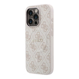 Apple iPhone 15 Pro Kılıf Guess Orjinal Lisanslı M-safe Kabartmalı 4G Desenli Yazı Logolu Kapak