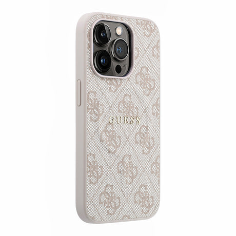 Apple iPhone 15 Pro Kılıf Guess Orjinal Lisanslı M-safe Kabartmalı 4G Desenli Yazı Logolu Kapak