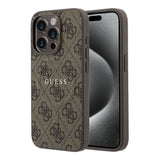 Apple iPhone 15 Pro Kılıf Guess Orjinal Lisanslı M-safe Kabartmalı 4G Desenli Yazı Logolu Kapak