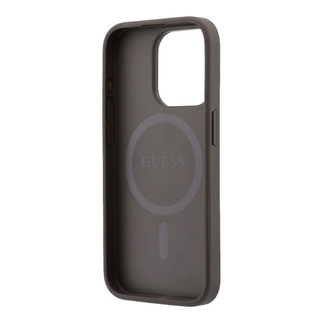 Apple iPhone 15 Pro Kılıf Guess Orjinal Lisanslı M-safe Kabartmalı 4G Desenli Yazı Logolu Kapak