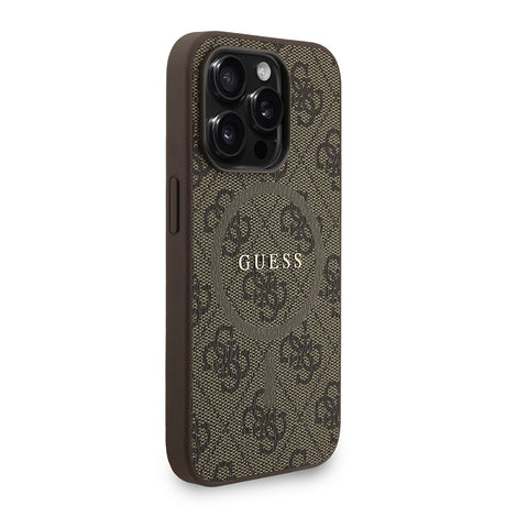 Apple iPhone 15 Pro Kılıf Guess Orjinal Lisanslı M-safe Şarj Özellikli PU Deri Bilek Askı İpli Yazı Logolu Kapak