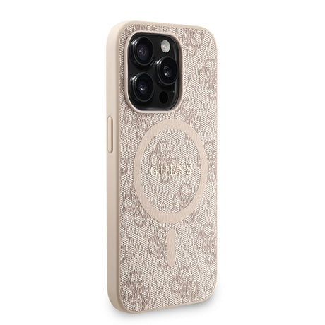 Apple iPhone 15 Pro Kılıf Guess Orjinal Lisanslı M-safe Şarj Özellikli PU Deri Bilek Askı İpli Yazı Logolu Kapak