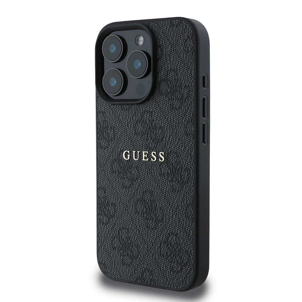 Apple iPhone 15 Pro Kılıf Guess Orjinal Lisanslı M-safe Şarj Özellikli 4G Desen Yazı Logolu Kapak