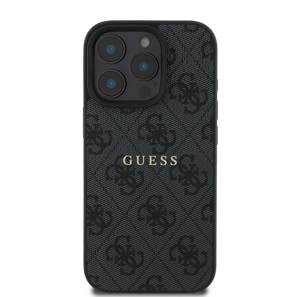 Apple iPhone 15 Pro Kılıf Guess Orjinal Lisanslı M-safe Şarj Özellikli 4G Desen Yazı Logolu Kapak