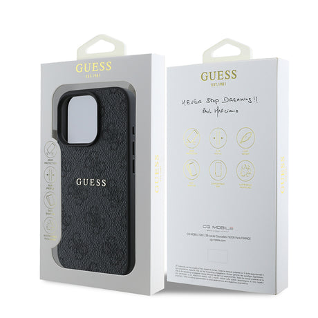 Apple iPhone 15 Pro Kılıf Guess Orjinal Lisanslı M-safe Şarj Özellikli 4G Desen Yazı Logolu Kapak