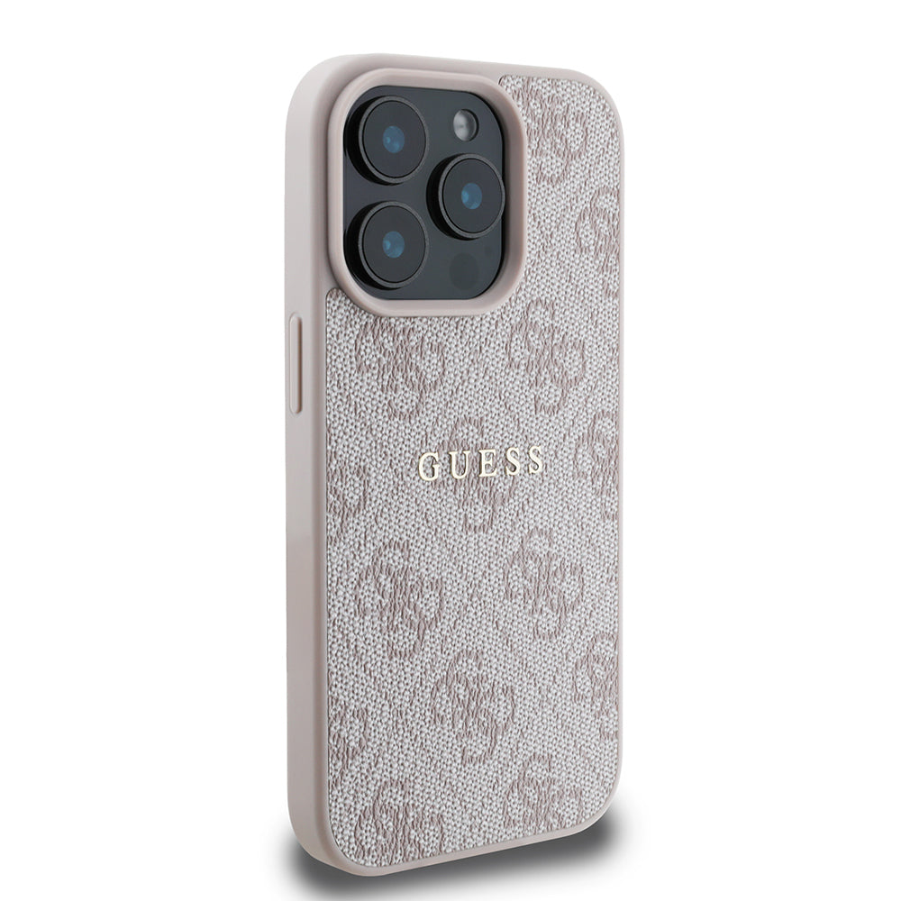 Apple iPhone 15 Pro Kılıf Guess Orjinal Lisanslı M-safe Şarj Özellikli 4G Desen Yazı Logolu Kapak
