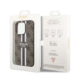Apple iPhone 15 Pro Kılıf Guess Orjinal Lisanslı M-safe Şarj Özellikli 4G Şerit Tasarımlı Printed Kapak