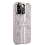 Apple iPhone 15 Pro Kılıf Guess Orjinal Lisanslı M-safe Şarj Özellikli 4G Şerit Tasarımlı Printed Kapak