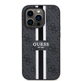 Apple iPhone 15 Pro Kılıf Guess Orjinal Lisanslı M-safe Şarj Özellikli 4G Şerit Tasarımlı Printed Kapak