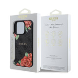 Apple iPhone 15 Pro Kılıf Guess Orjinal Lisanslı M-safe Şarj Özellikli Gül Baskılı 4G Desenli Yazı Logolu Kapak